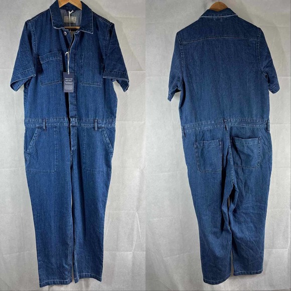 Everlane The Super Soft Organic Cotton Coverall Size 16 Dark Blue Wash - Picture 9 of 10